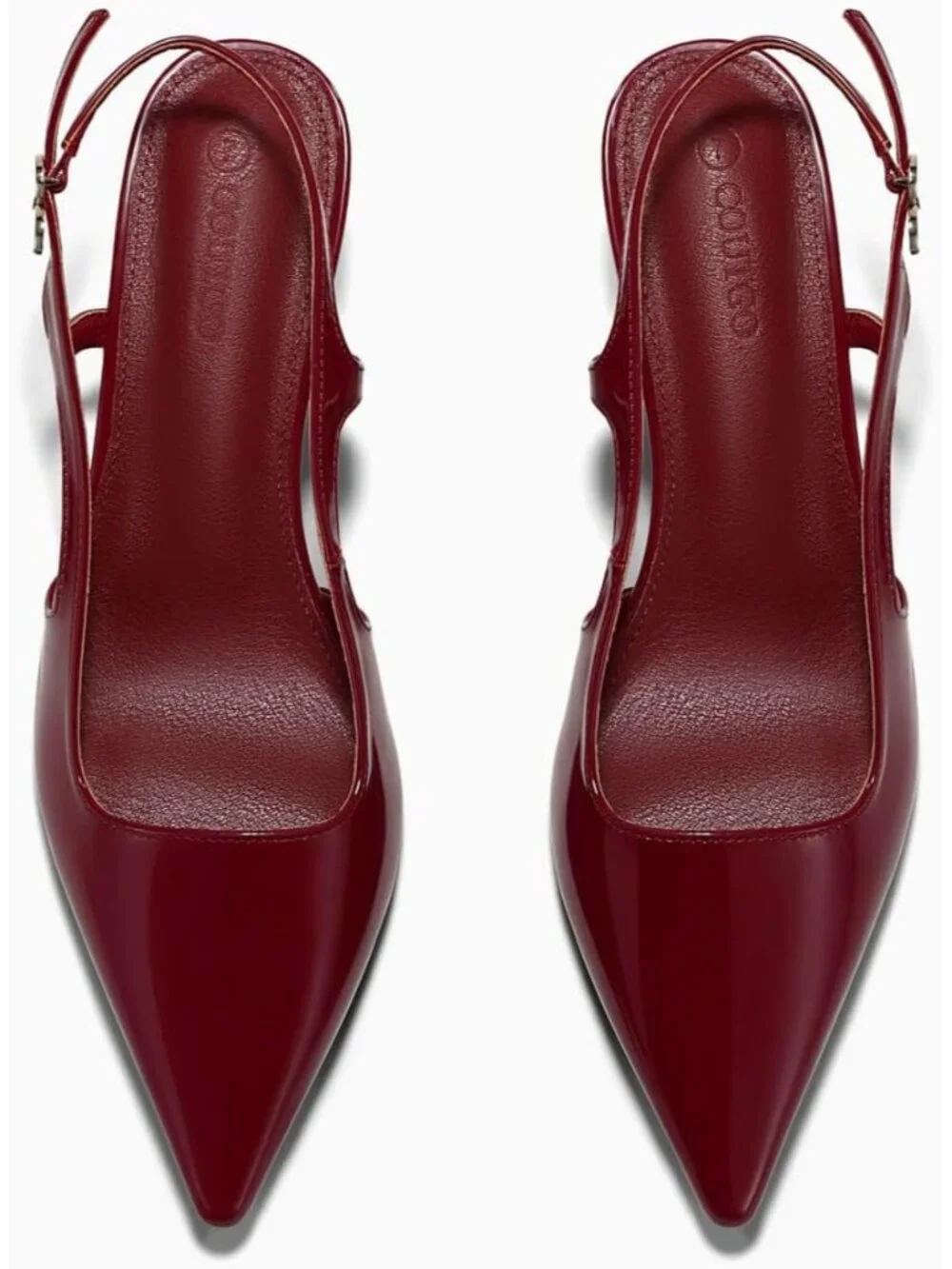 Women's Burgundy Low Kitten Heels Slingback Pump Closed Pointed Toe Buckle Shoes